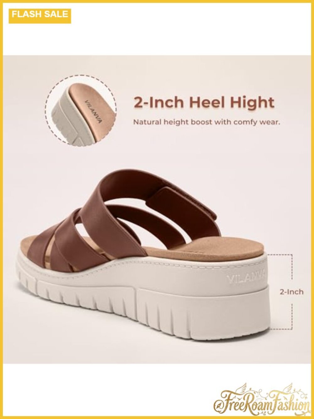 Orthopedic Platform Slide Sandals Arch Support Wedge Faux Suede - Picture 4 of 5